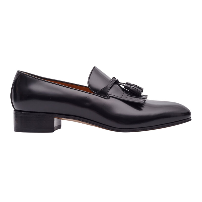 GUCCI LEATHER BLACK TASSEL LOAFERS MENS