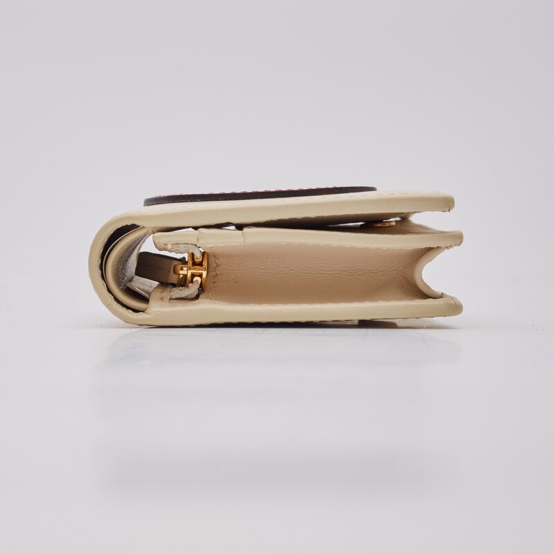 GUCCI GUCCI CALFSKIN INTERLOCKING G CARD HOLDER CASE MYSTIC WHITE