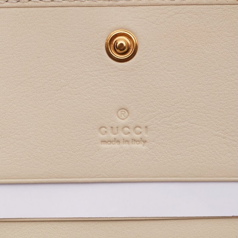 GUCCI GUCCI CALFSKIN INTERLOCKING G CARD HOLDER CASE MYSTIC WHITE