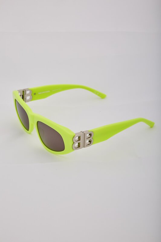 BALENCIAGA BALENCIAGA DYNASTY BB RECTANGLE ACETATE NEON YELLOW SUNGLASSES