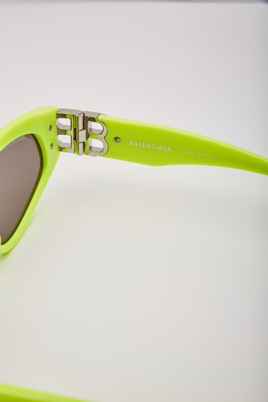 BALENCIAGA BALENCIAGA DYNASTY BB RECTANGLE ACETATE NEON YELLOW SUNGLASSES