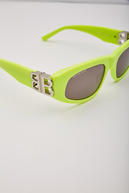 BALENCIAGA BALENCIAGA DYNASTY BB RECTANGLE ACETATE NEON YELLOW SUNGLASSES