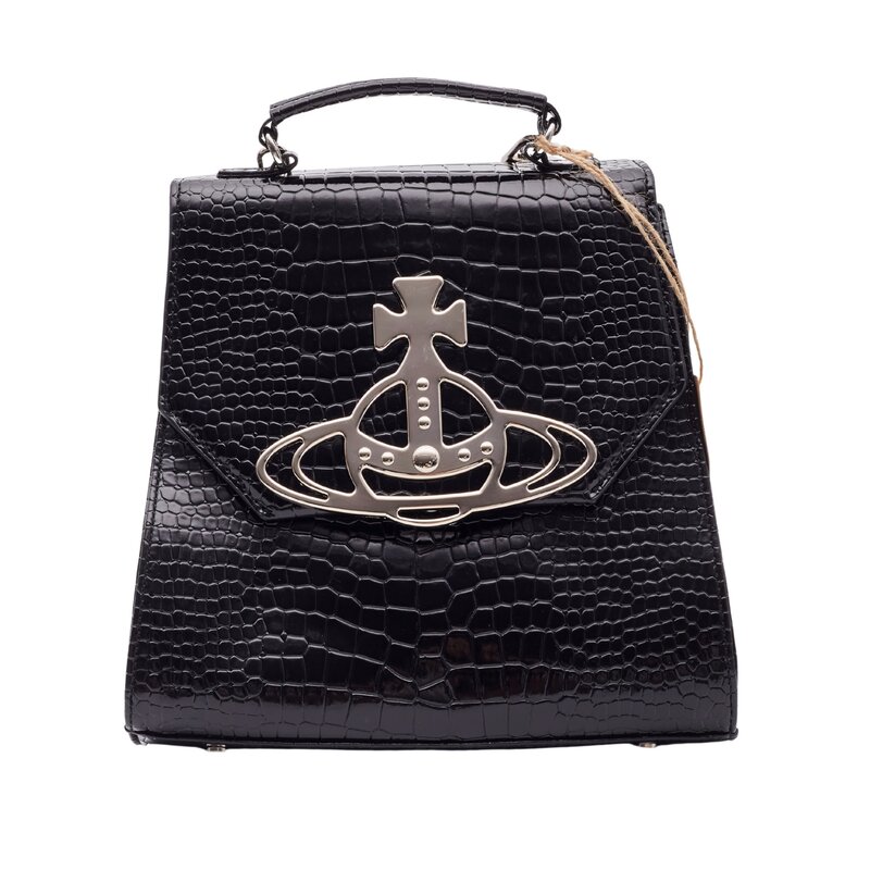 VIVIENNE WESTWOOD NANA BLACK CROC EMBOSSED GRACE BACKPACK