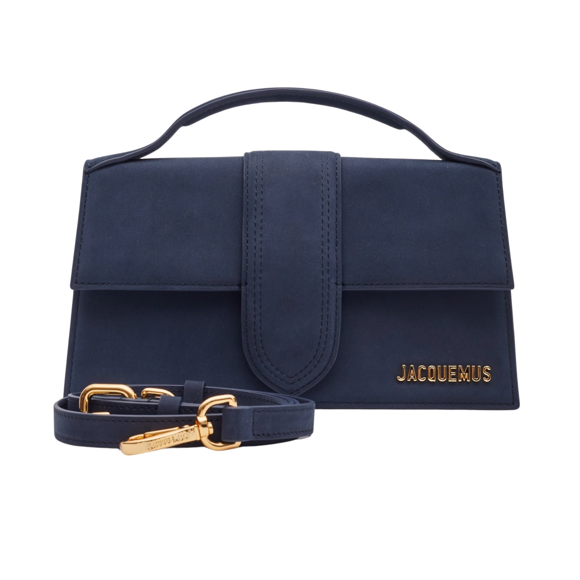 JACQUEMUS LE GRAND BAMBINO DARK NAVY LEATHER SHOULDER BAG