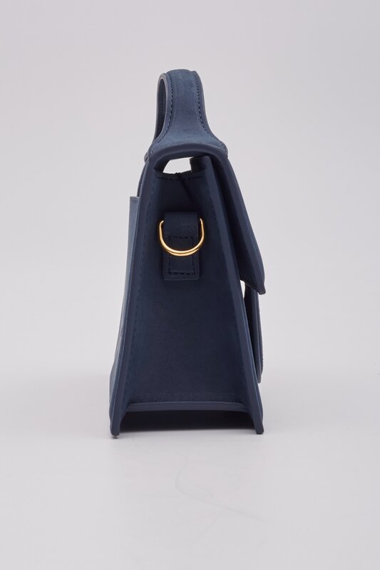 JACQUEMUS LE GRAND BAMBINO DARK NAVY LEATHER SHOULDER BAG