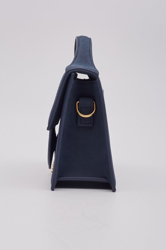 JACQUEMUS LE GRAND BAMBINO DARK NAVY LEATHER SHOULDER BAG