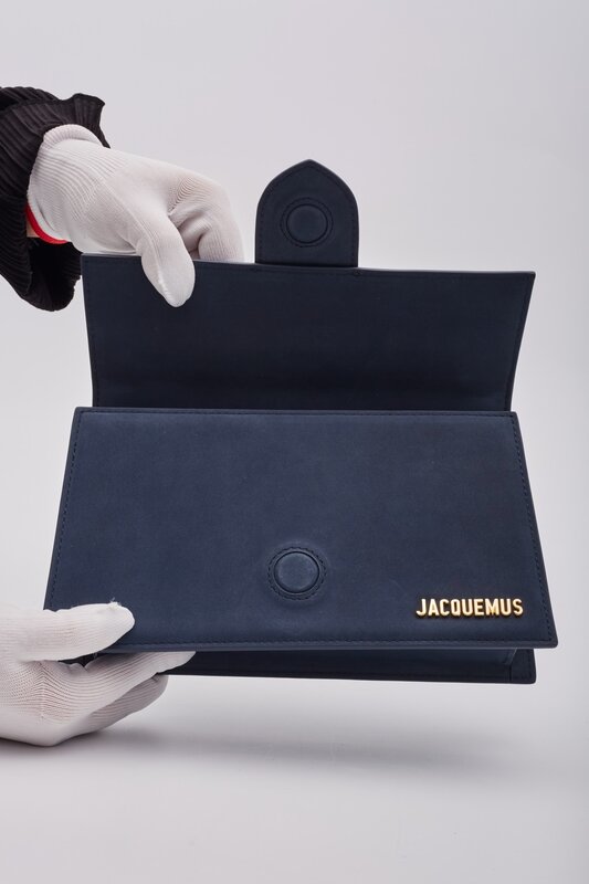 JACQUEMUS LE GRAND BAMBINO DARK NAVY LEATHER SHOULDER BAG