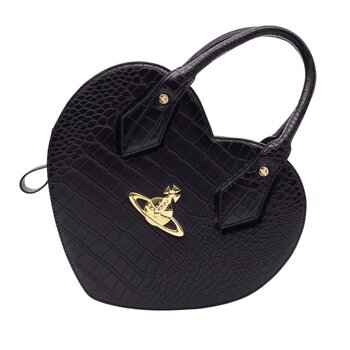 VIVIENNE WESTWOOD VIVIENNE WESTWOOD BLACK CROC EMBOSSED CHANCERY HEART HANDBAG