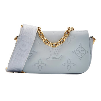 LOUIS VUITTON LOUIS VUITTON CALFSKIN ICE BLUE BUBBLEGRAM WALLET ON STRAP BAG