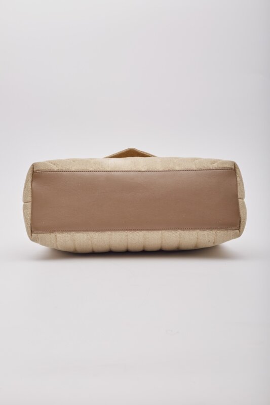 SAINT LAURENT SAINT LAURENT BEIGE CHESTNUT LINEN LOULOU SHOULDER BAG MEDIUM