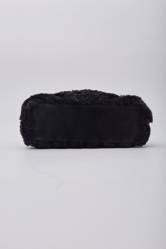 SAINT LAURENT SAINT LAURENT BLACK SHEARLING LOULOU SHOULDER BAG SMALL