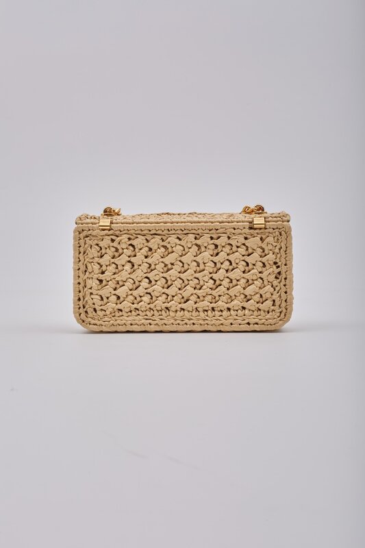 CELINE CELINE RAFFIA CHAIN TRIOMPHE NATURAL RESORT SHOULDER BAG