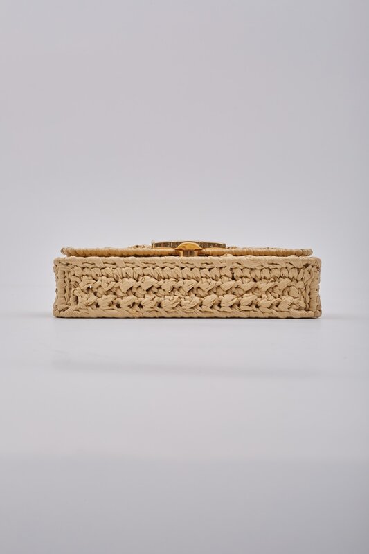 CELINE CELINE RAFFIA CHAIN TRIOMPHE NATURAL RESORT SHOULDER BAG