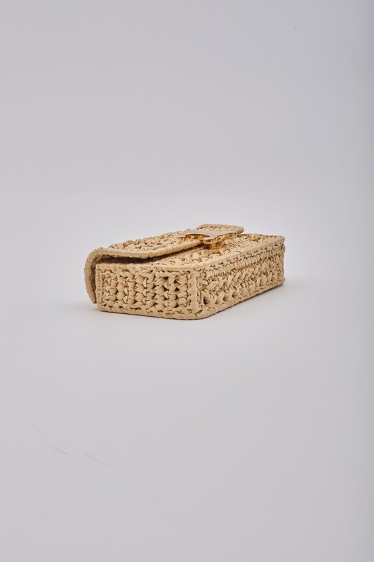 CELINE CELINE RAFFIA CHAIN TRIOMPHE NATURAL RESORT SHOULDER BAG