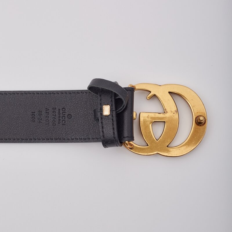 GUCCI GG MARMONT BLACK LEATHER BELT (85/34)
