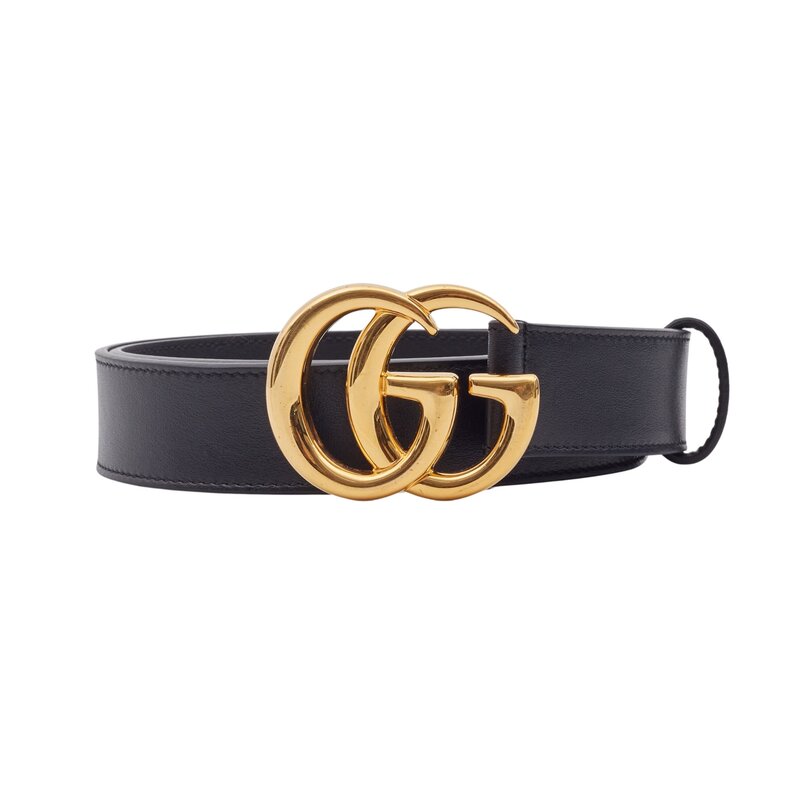 GUCCI GUCCI GG MARMONT BLACK LEATHER BELT (SIZE 80/32)