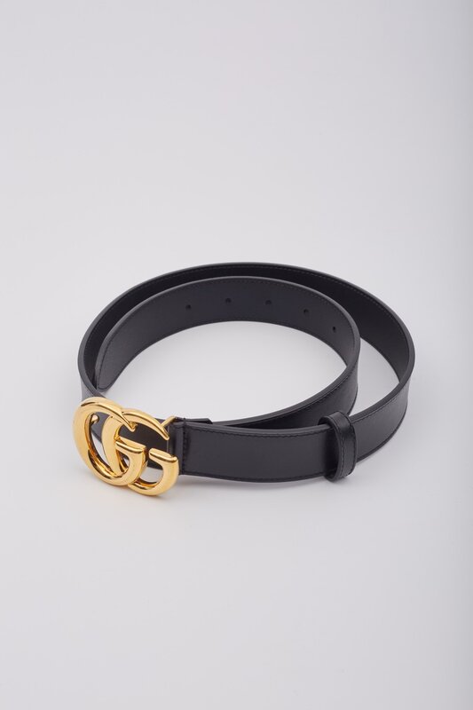 GUCCI GUCCI GG MARMONT BLACK LEATHER BELT (SIZE 80/32)