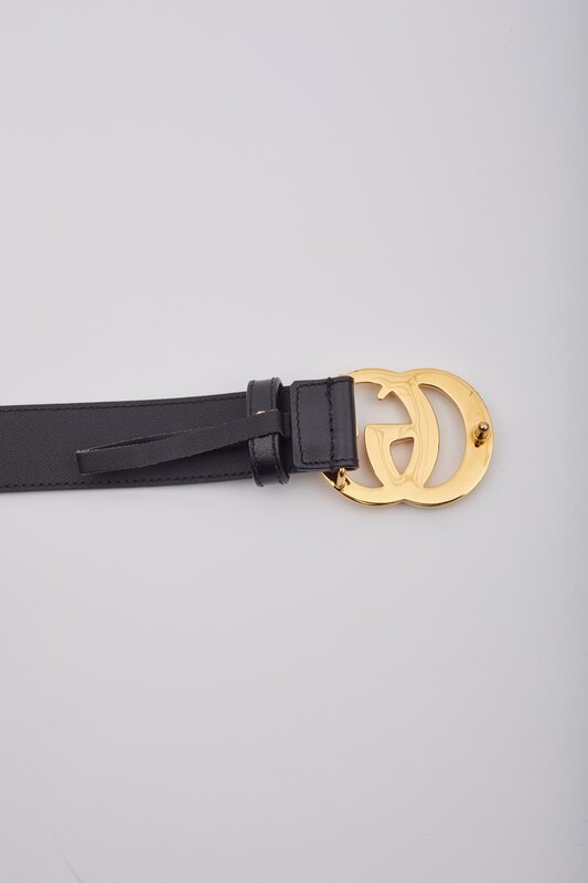 GUCCI GUCCI GG MARMONT BLACK LEATHER BELT (SIZE 80/32)