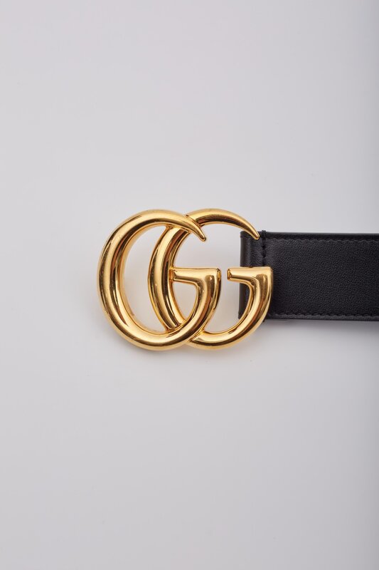 GUCCI GUCCI GG MARMONT BLACK LEATHER BELT (SIZE 80/32)