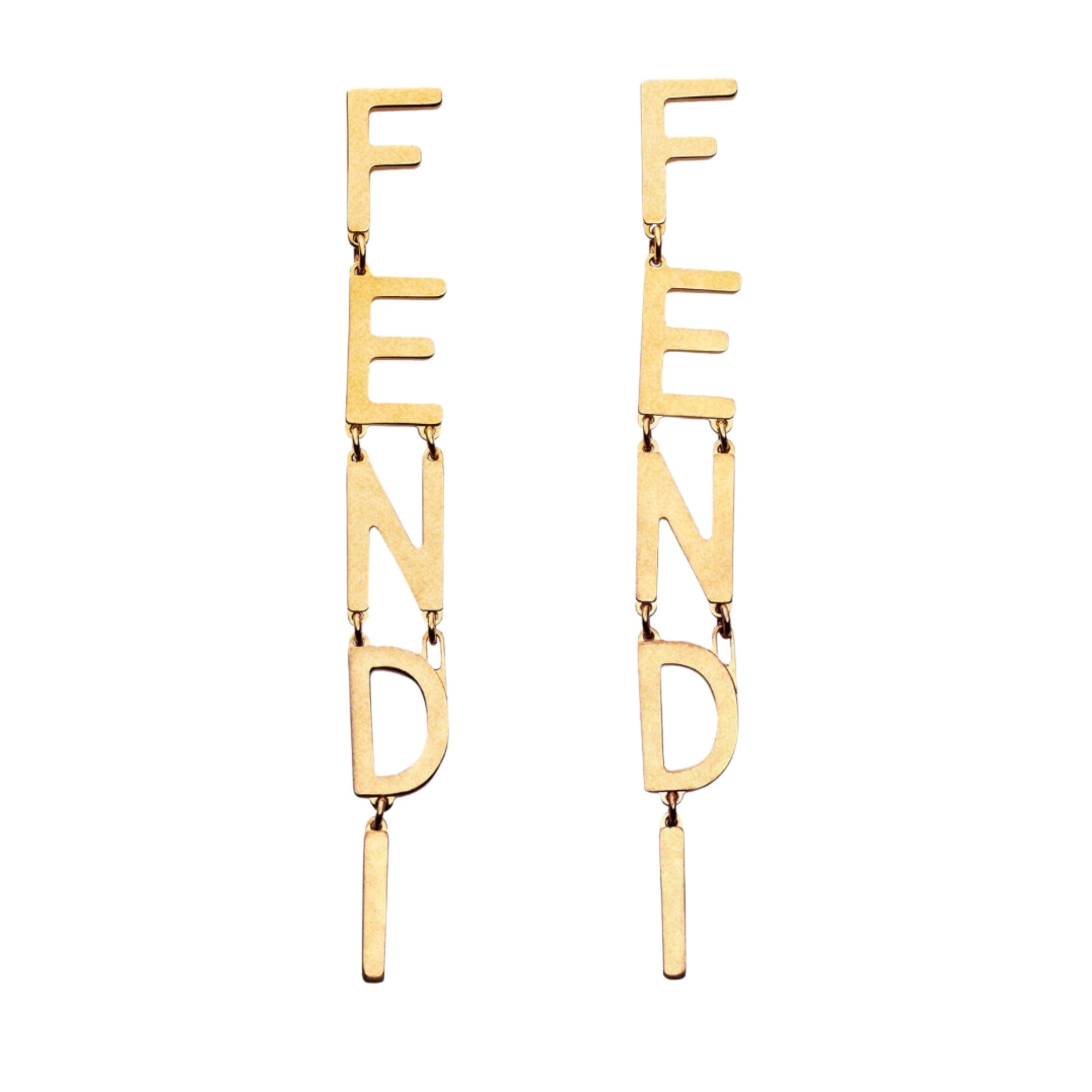 FENDI DROP FENDIGRAPHY EARRINGS GOLD