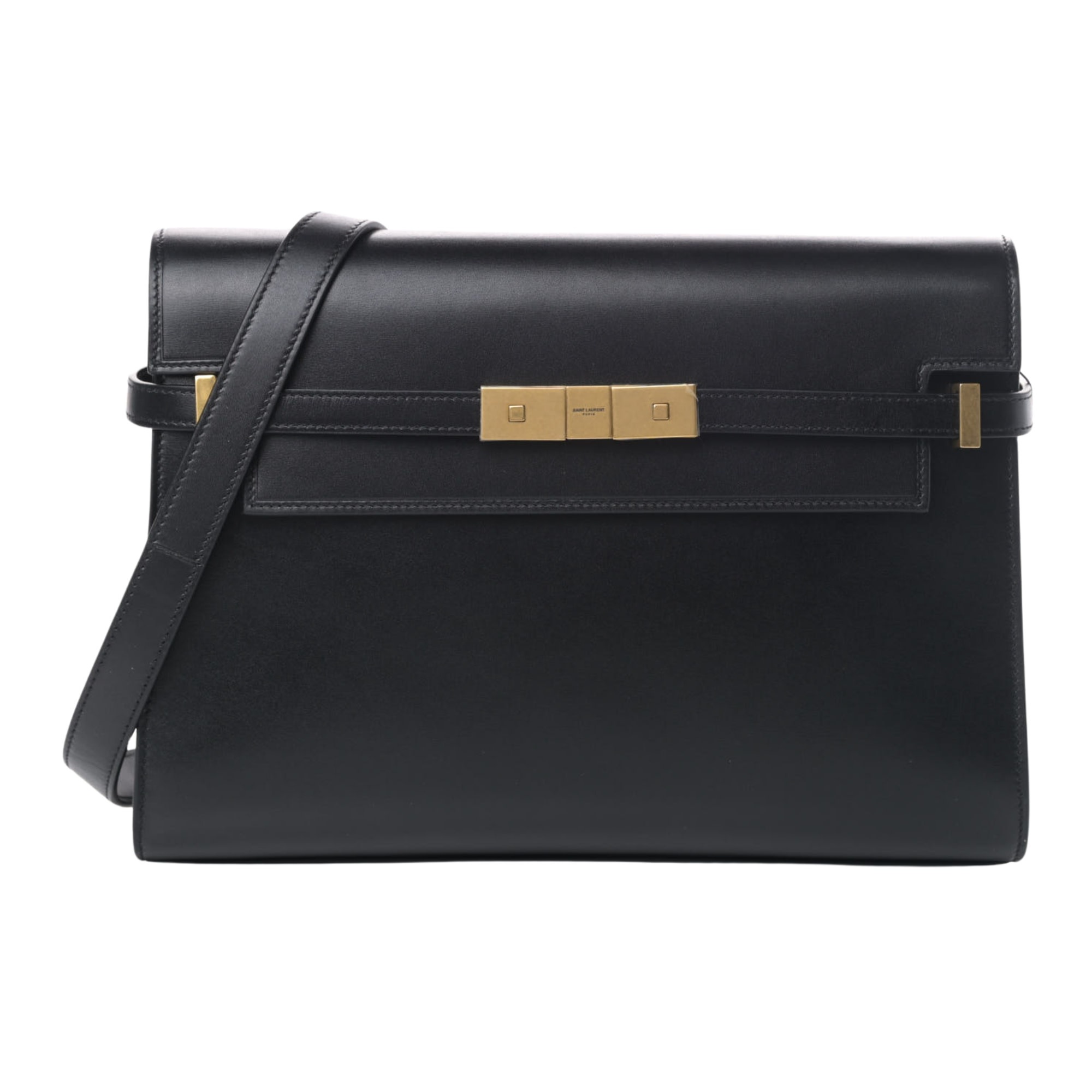 SAINT LAURENT SMOOTH CALFSKIN BLACK MANHATTAN SHOULDER BAG SMALL CRTBLNCHSHP