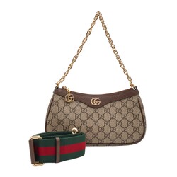 GUCCI GUCCI GG SUPREME OPHIDIA SHOULDER BAG SMALL EBONY