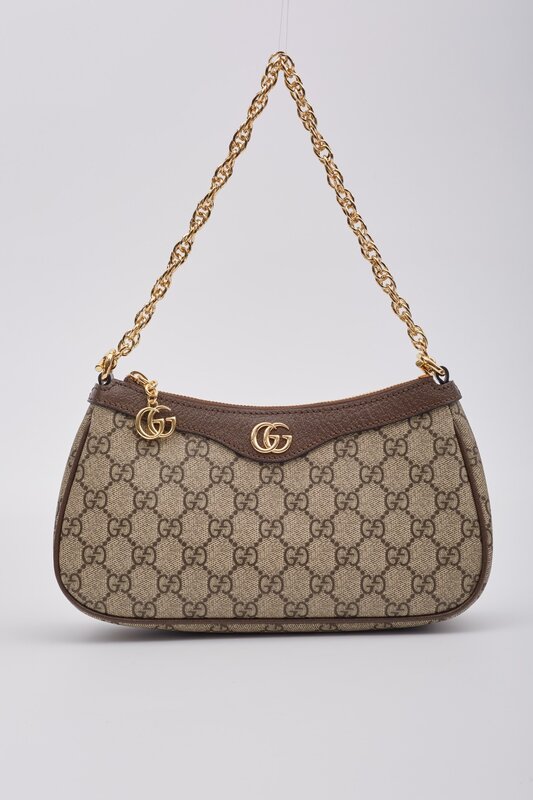 GUCCI GUCCI GG SUPREME OPHIDIA SHOULDER BAG SMALL EBONY