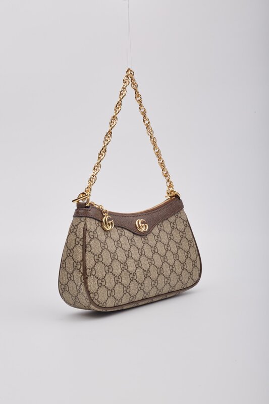 GUCCI GUCCI GG SUPREME OPHIDIA SHOULDER BAG SMALL EBONY