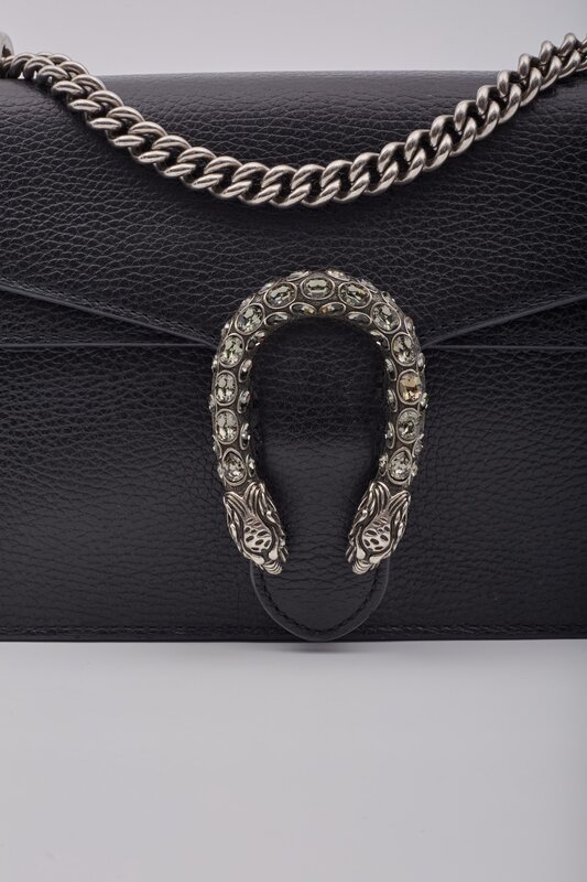 GUCCI GUCCI LEATHER BLACK CRYSTAL EMBELLISHED DIONYSUS BAG SMALL