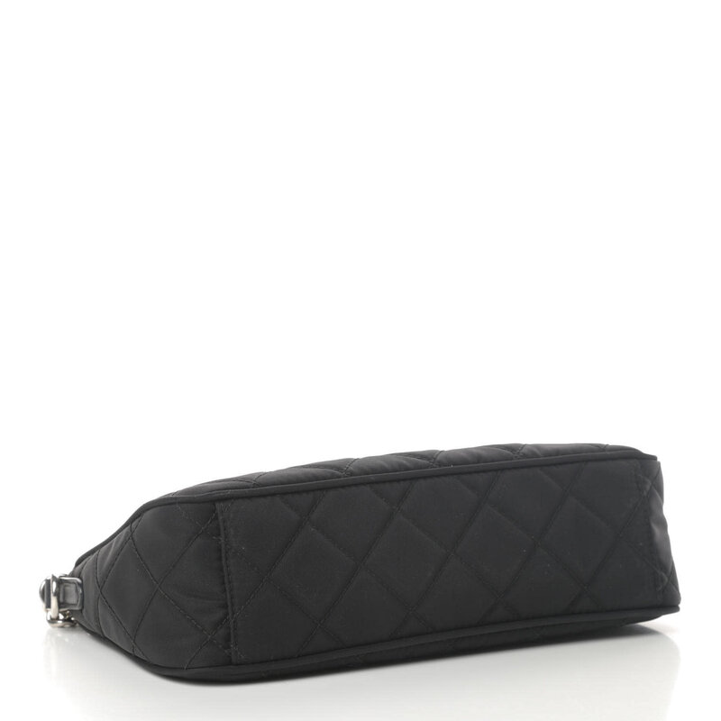 PRADA PRADA QUILTED TESSUTO NYLON BLACK CHAIN SHOULDER BAG (1BH026)