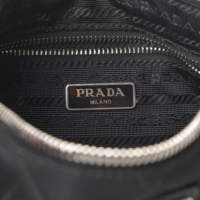PRADA PRADA QUILTED TESSUTO NYLON BLACK CHAIN SHOULDER BAG (1BH026)