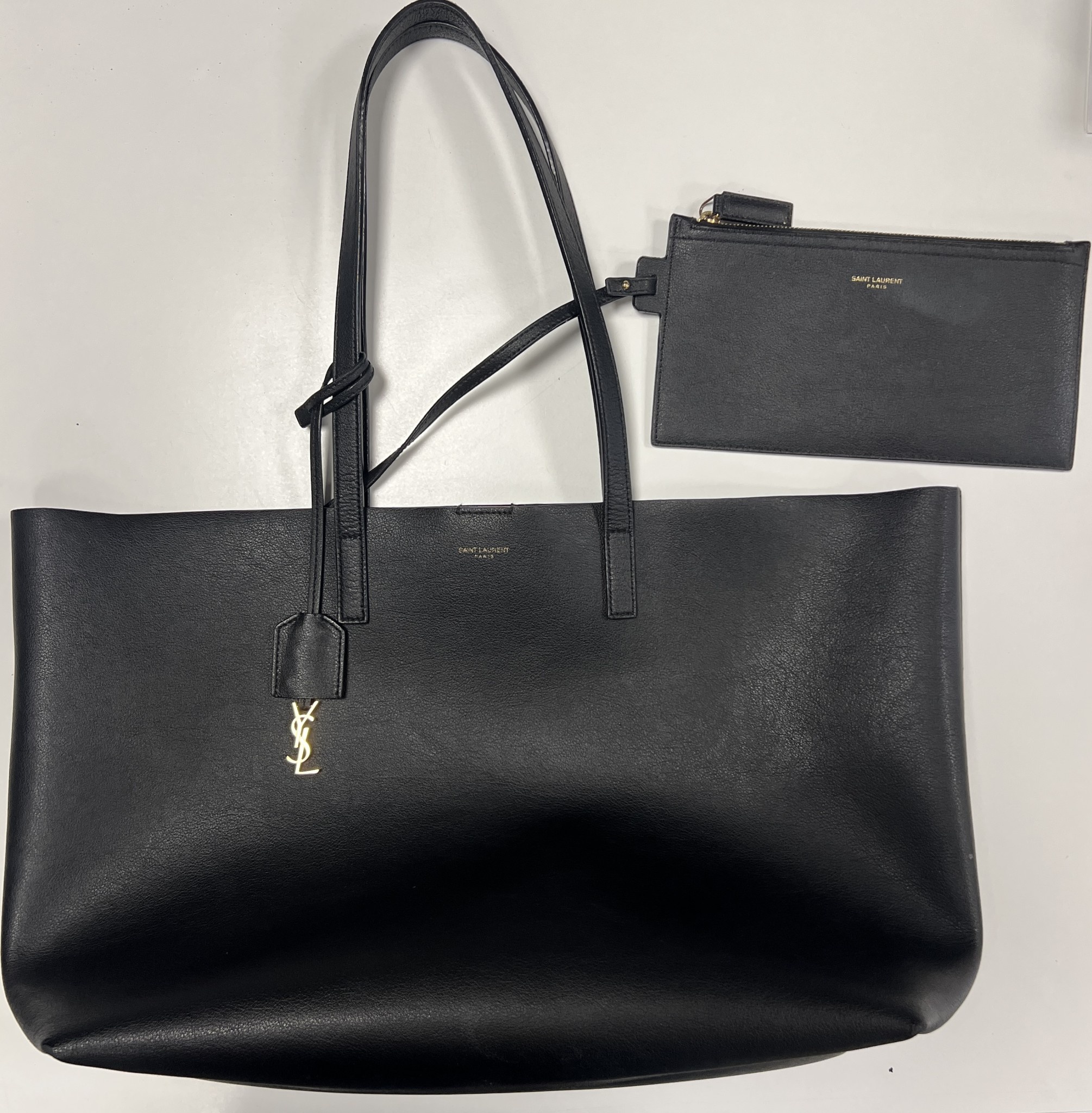 SAINT LAURENT DEAL OF THE DAY SAINT LAURENT SHOPPING TOTE BLACK LEATHER