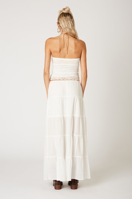 AURORA TIERED MAXI SKIRT WHITE L