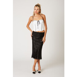 SABRINA  SATIN MIDI SKIRT BLACK  L