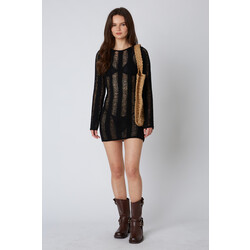 SIENNA KNIT SWEATER DRESS BLACK L
