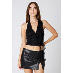 GRACE RUFFLE LACE TOP BLACK L
