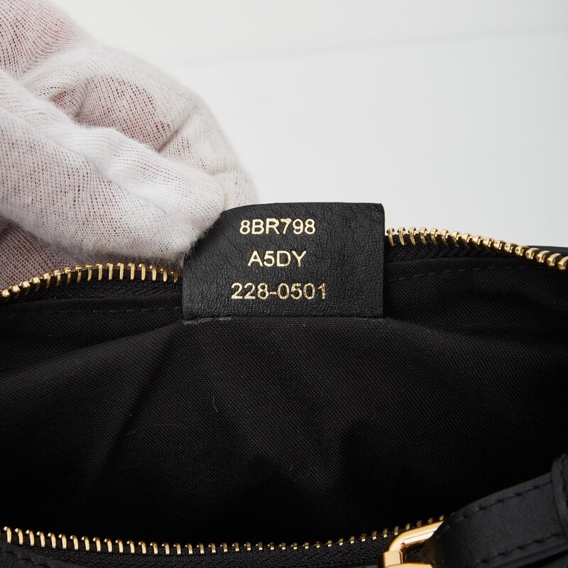 FENDI FENDI BLACK LEATHER SMALL CROISSANT FENDIGRAPHY HOBO BAG SMALL