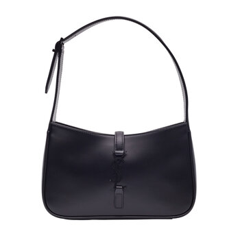 SAINT LAURENT SAINT LAURENT SMOOTH BLACK LEATHER LE 5 À 7 HOBO BAG W BLACK METAL