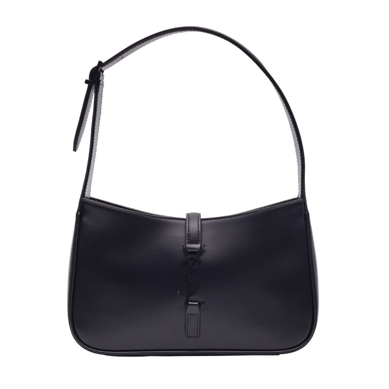 SAINT LAURENT SAINT LAURENT SMOOTH BLACK LEATHER LE 5 À 7 HOBO BAG W BLACK METAL