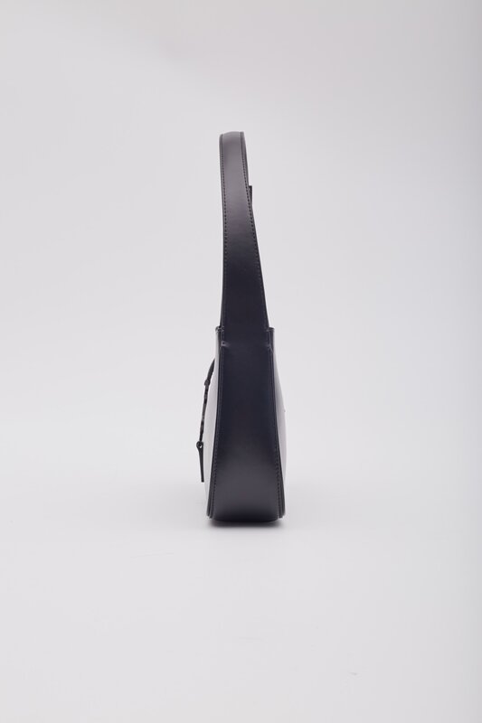 SAINT LAURENT SAINT LAURENT SMOOTH BLACK LEATHER LE 5 À 7 HOBO BAG W BLACK METAL