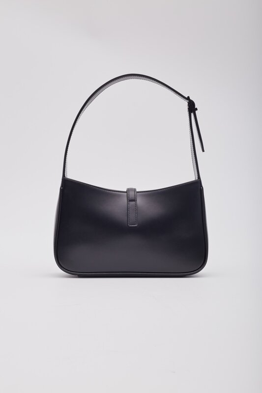SAINT LAURENT SAINT LAURENT SMOOTH BLACK LEATHER LE 5 À 7 HOBO BAG W BLACK METAL