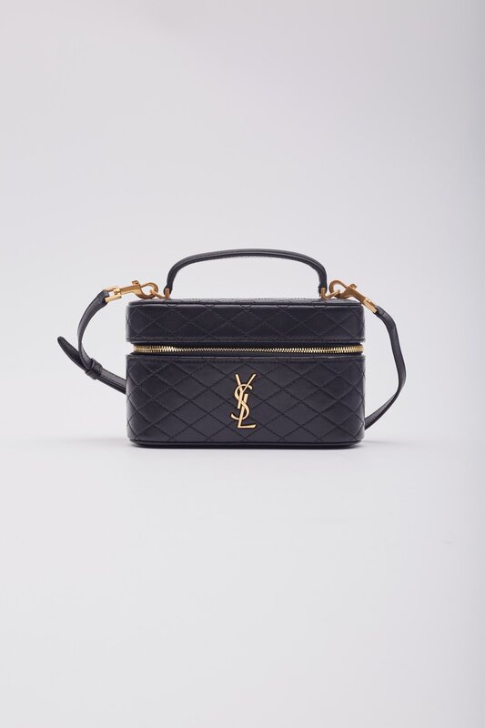 SAINT LAURENT BLACK CALFSKIN GRAIN GABY VANITY BAG