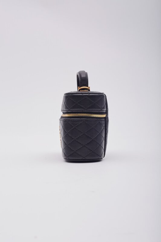 SAINT LAURENT BLACK CALFSKIN GRAIN GABY VANITY BAG