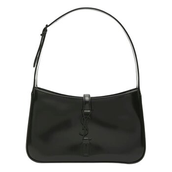 SAINT LAURENT SAINT LAURENT PATENT LE 5 À 7 HOBO BAG BLACK MONOCHROME