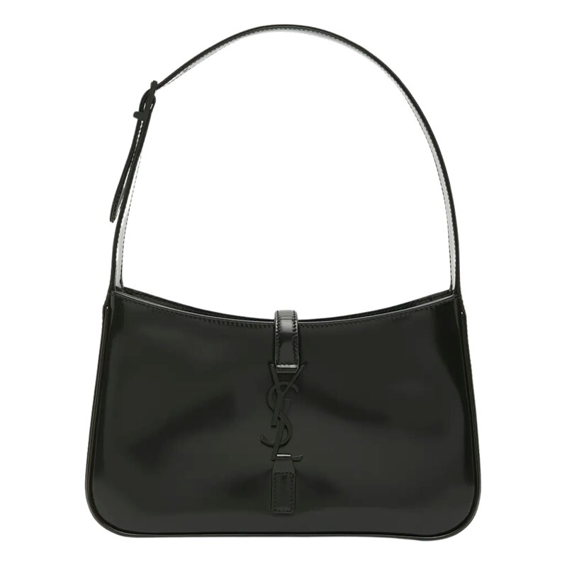SAINT LAURENT SAINT LAURENT PATENT LE 5 A 7 HOBO BAG BLACK MONOCHROME