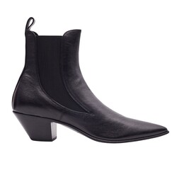 SAINT LAURENT SAINT LAURENT BLACK LEATHER HEELED CHELSEA BOOTS (EU 44) MENS