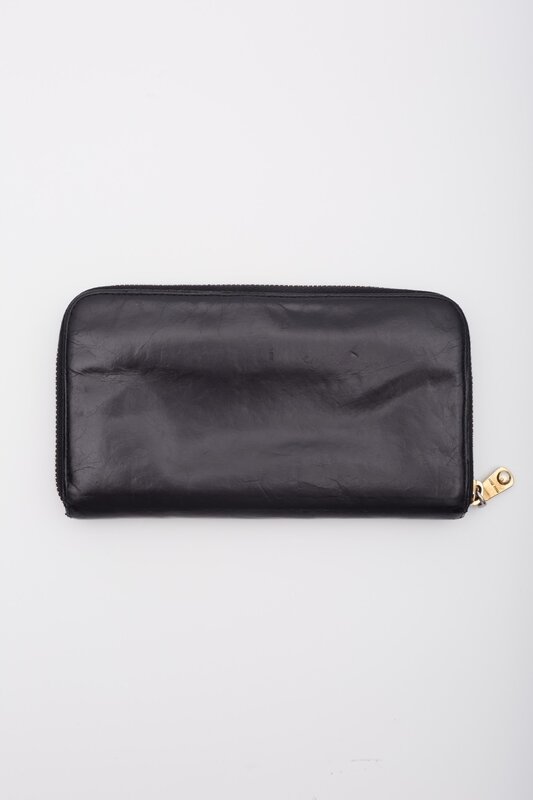 MIU MIU BLACK LEATHER ZIP AROUND WALLET