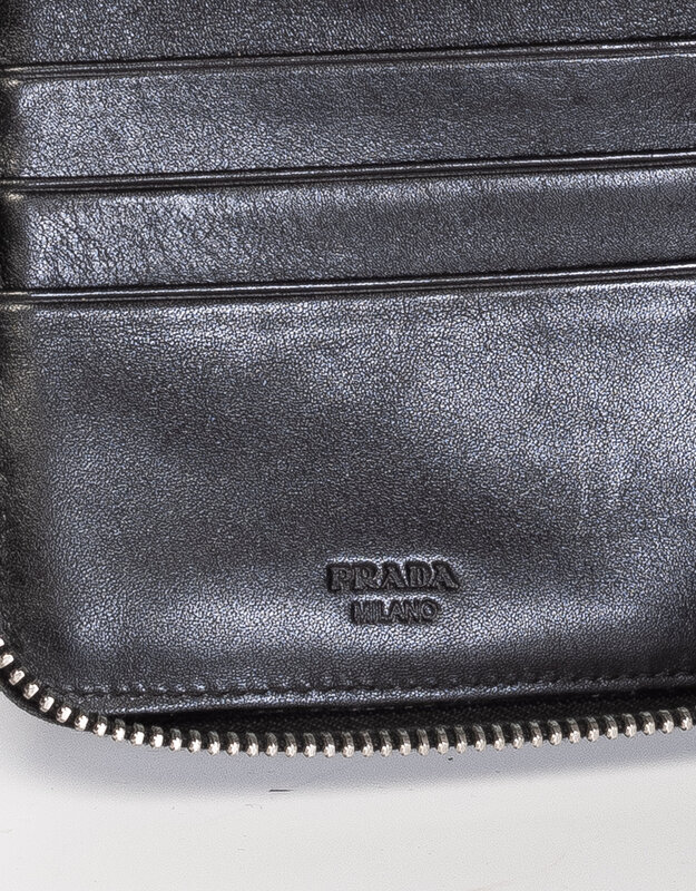 PRADA PRADA BI COLOR ZIP AROUND LONG WALLET