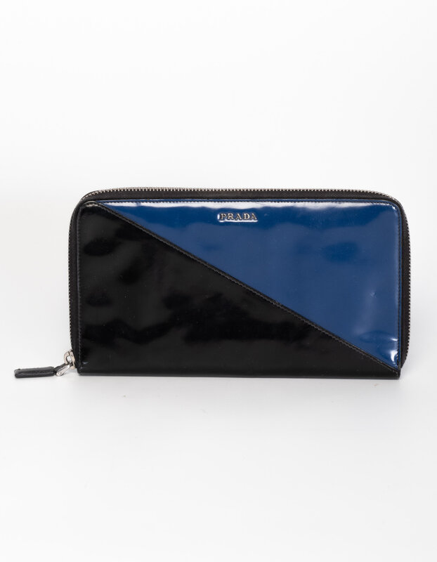 PRADA PRADA BI COLOR ZIP AROUND LONG WALLET