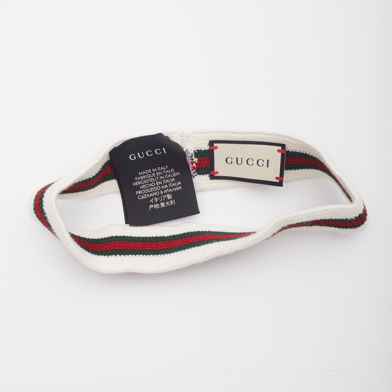 GUCCI CLASSIC WEB WHITE ELASTIC HEADBAND